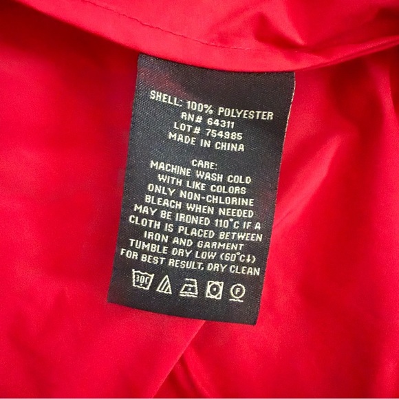 Rainforest Bold Red Hidden Hood Water Resistant Women’s Long Raincoat - Picture 14 of 14